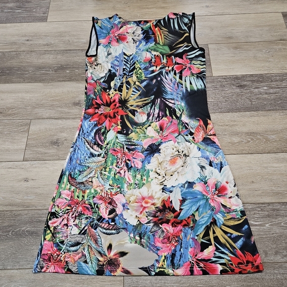 Jonathan Martin Floral Drape Neck Mini Dress Muti-Color Women's Medium Bright - Picture 3 of 6